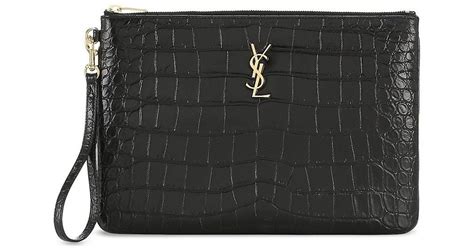 saint laurent crocodile leather pouch